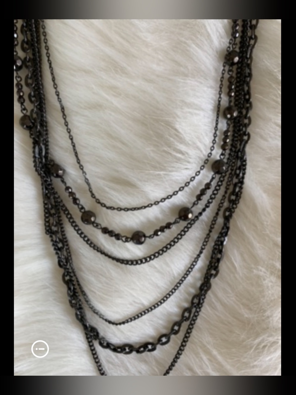 Layered Black Multi-Chain Necklace with Bead Accents
